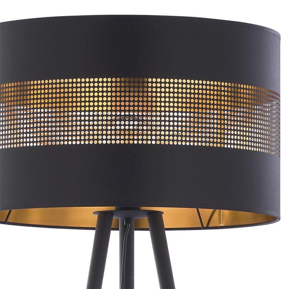 Stojąca lampa na trójnogu Tago 5053 TK Lighting ażurowa czarna złota