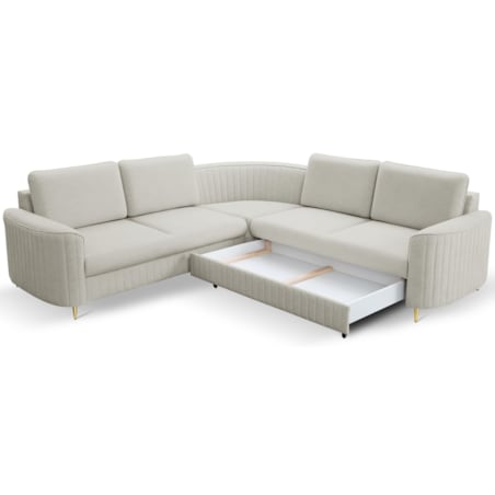 Narożnik z funkcją spania i pojemnikiem na pościel LOREN, jasny szary