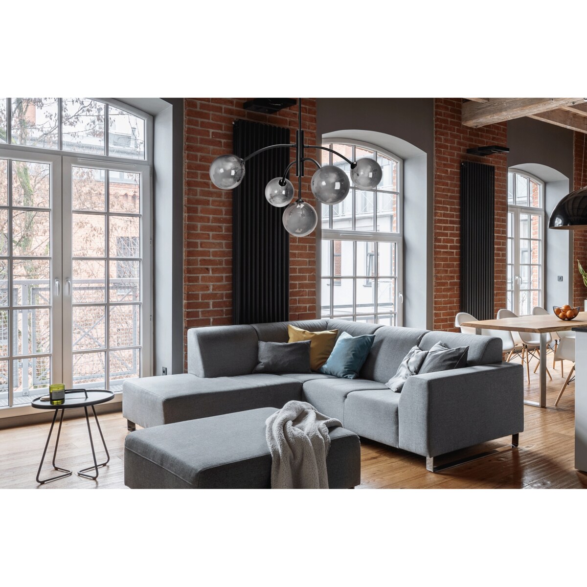 Lampa Sufitowa Szklane Kule Lustrzane Loft Czarna