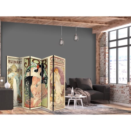 Parawan Jednostronny Alphonse Mucha. Kobiety 225x172cm