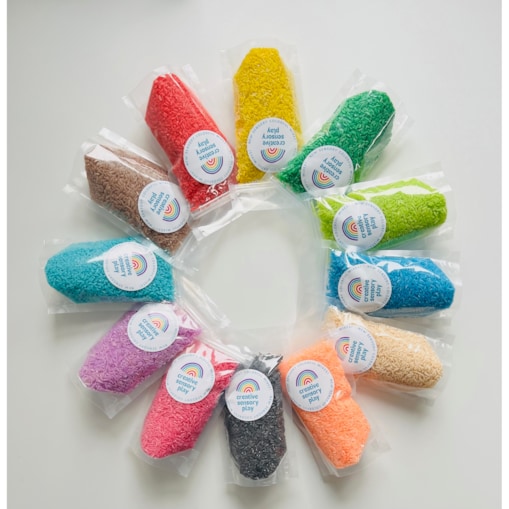 Kolorowy ryż sensoryczny 200 g MONTESSORI do wysypywania