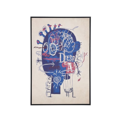 Obraz na płótnie w ramie retro abstrakcja 63 x 93 cm niebiesko-beżowy TREPPIO