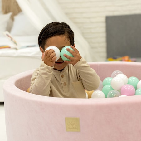 Okrągły Suchy Basen dla Dziecka 90x40cm/bez Piłek, Velvet, Pudroworóżowy