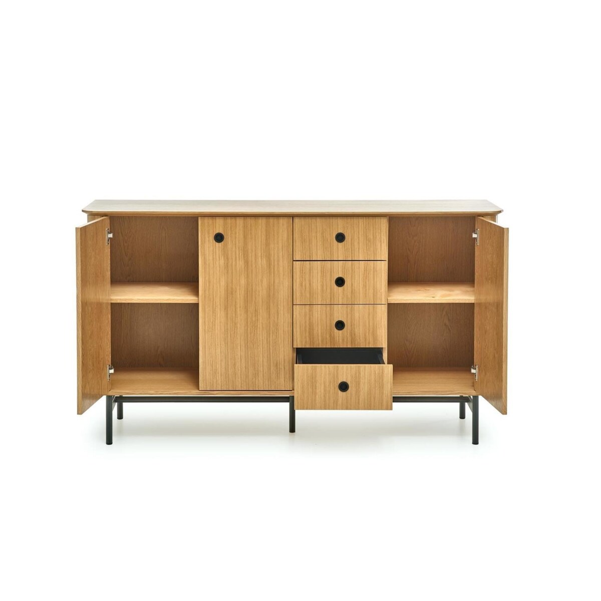 KOMODA Zefir 167/44/93 cm DĄB NATURALNY z MDF stalowe nóżki