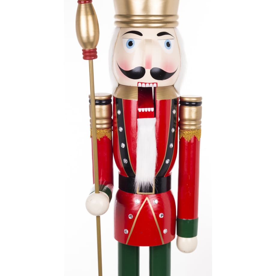 Dziadek do Orzechów drewno 181x38x35 cm czerwony