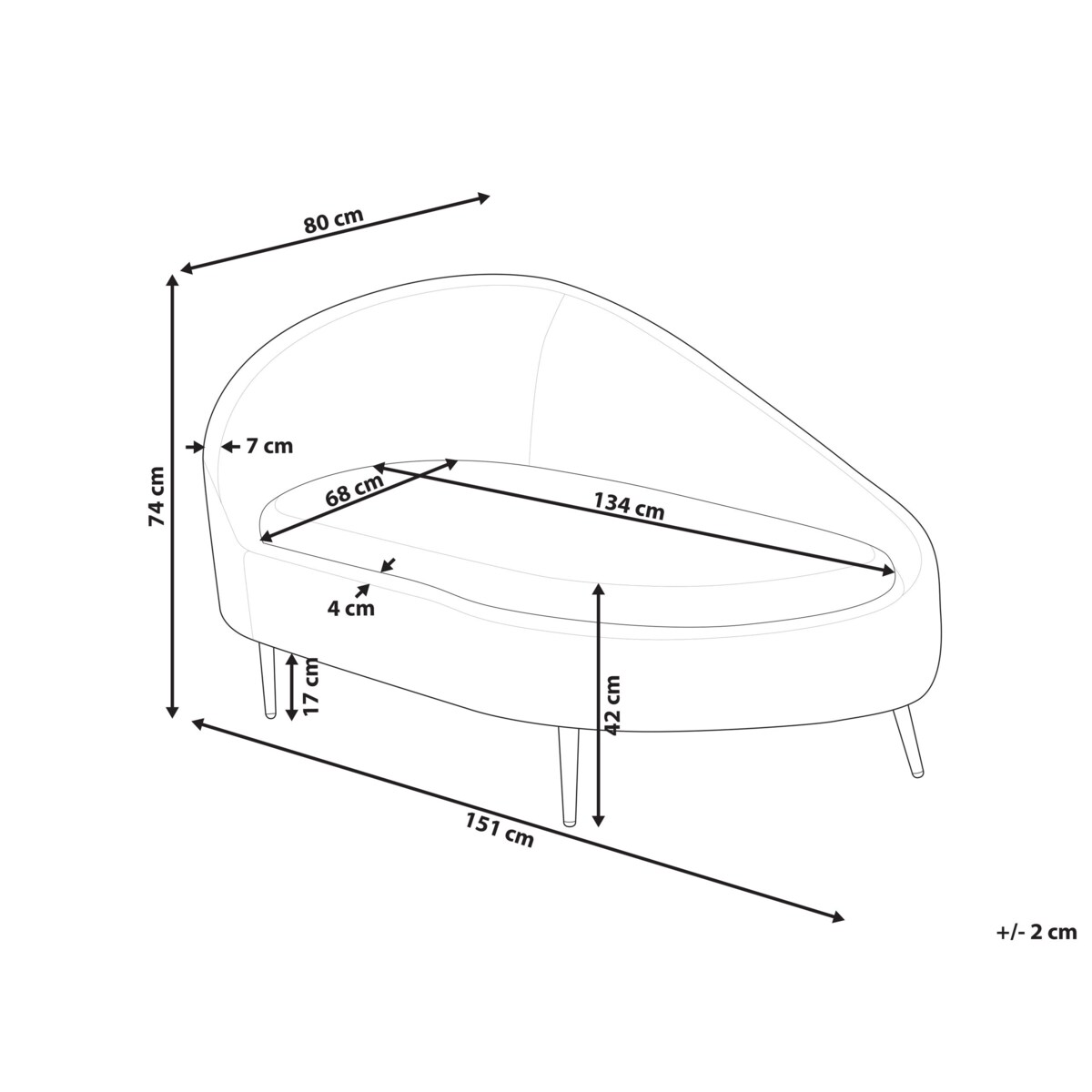 Szezlong lewostronny pomarańczowy VALREAS