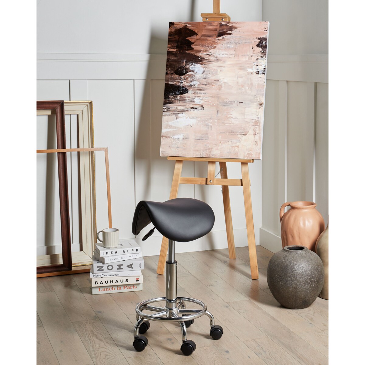 Taboret obrotowy DUMONT Ekoskóra Czarny