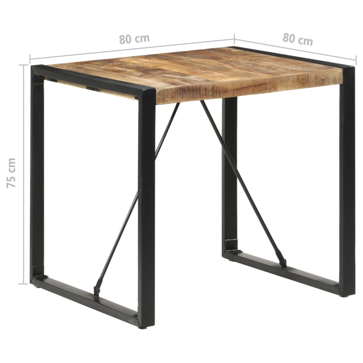 vidaXL Stół jadalniany, 80 x 80 x 75 cm, surowe drewno mango