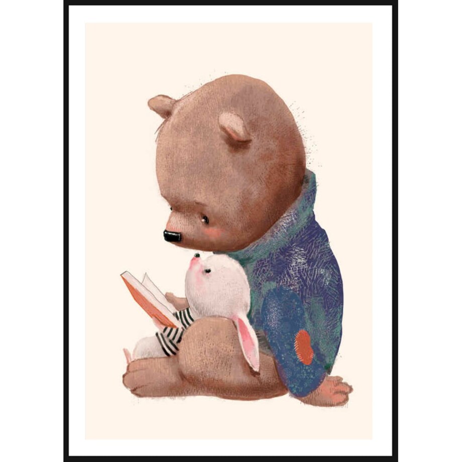 Poster Story, Plakat, Obraz - Miś i Zajączek na Dobranoc, wymiary 21 x 30 cm