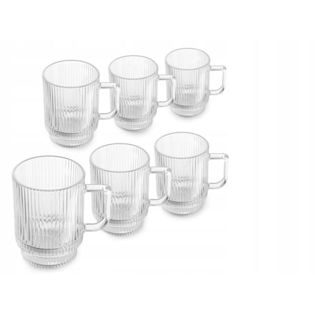 Szklanki Prążkowane 300ml 6szt Kubki do Latte Capuccino herbatę na prezent
