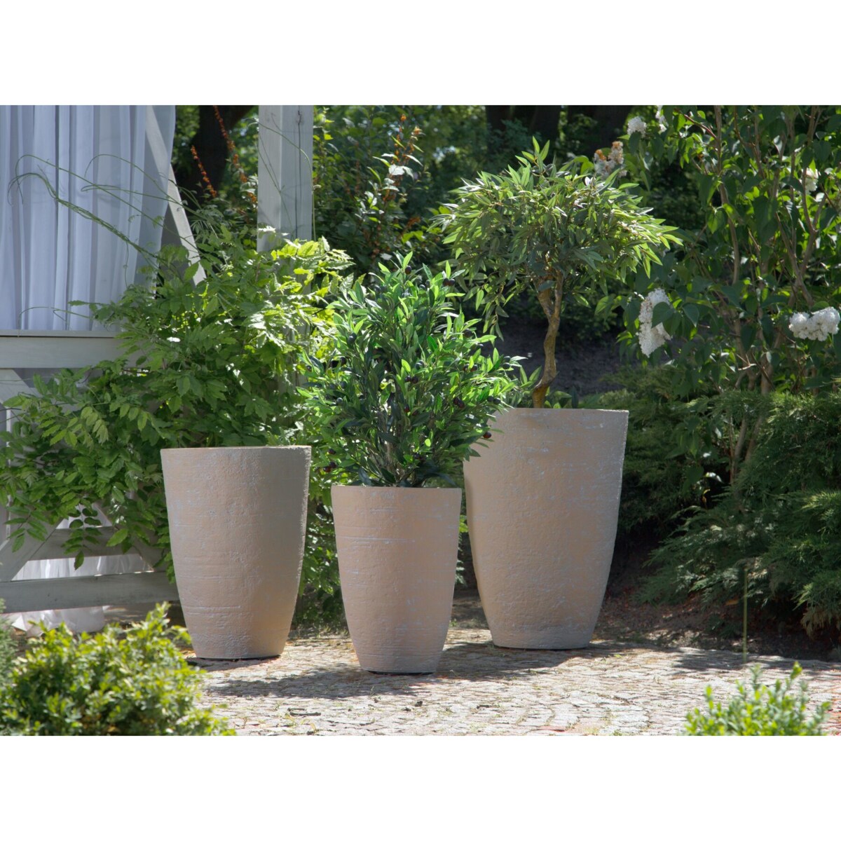 Doniczka okrągła 43 x 43 x 60 cm beżowa CAMIA