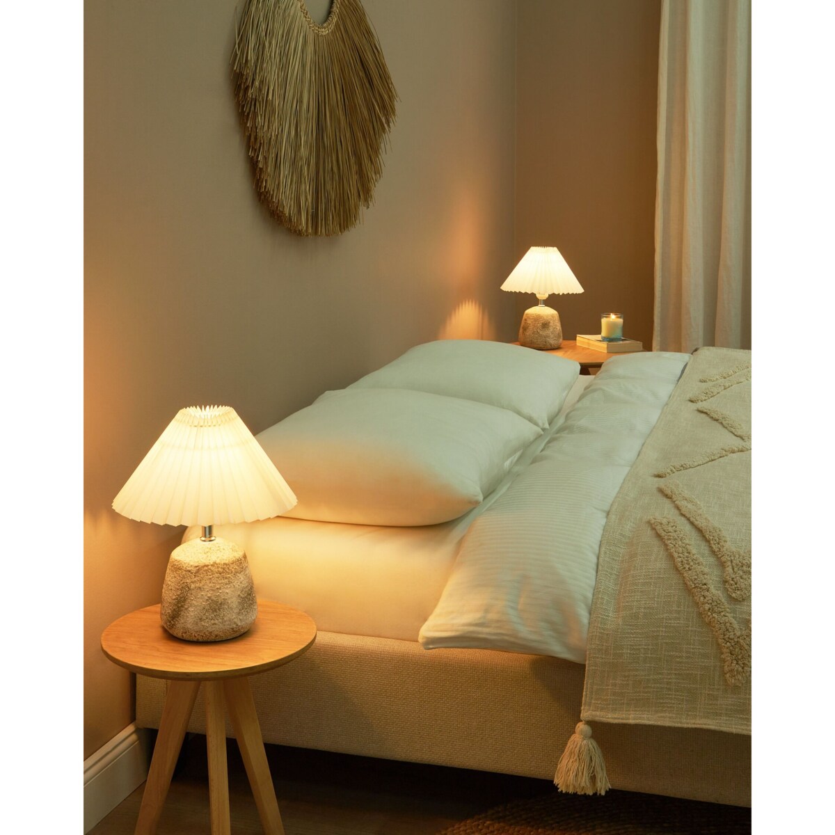 Zestaw 2 lampek nocnych ceramicznych biały ZEYI