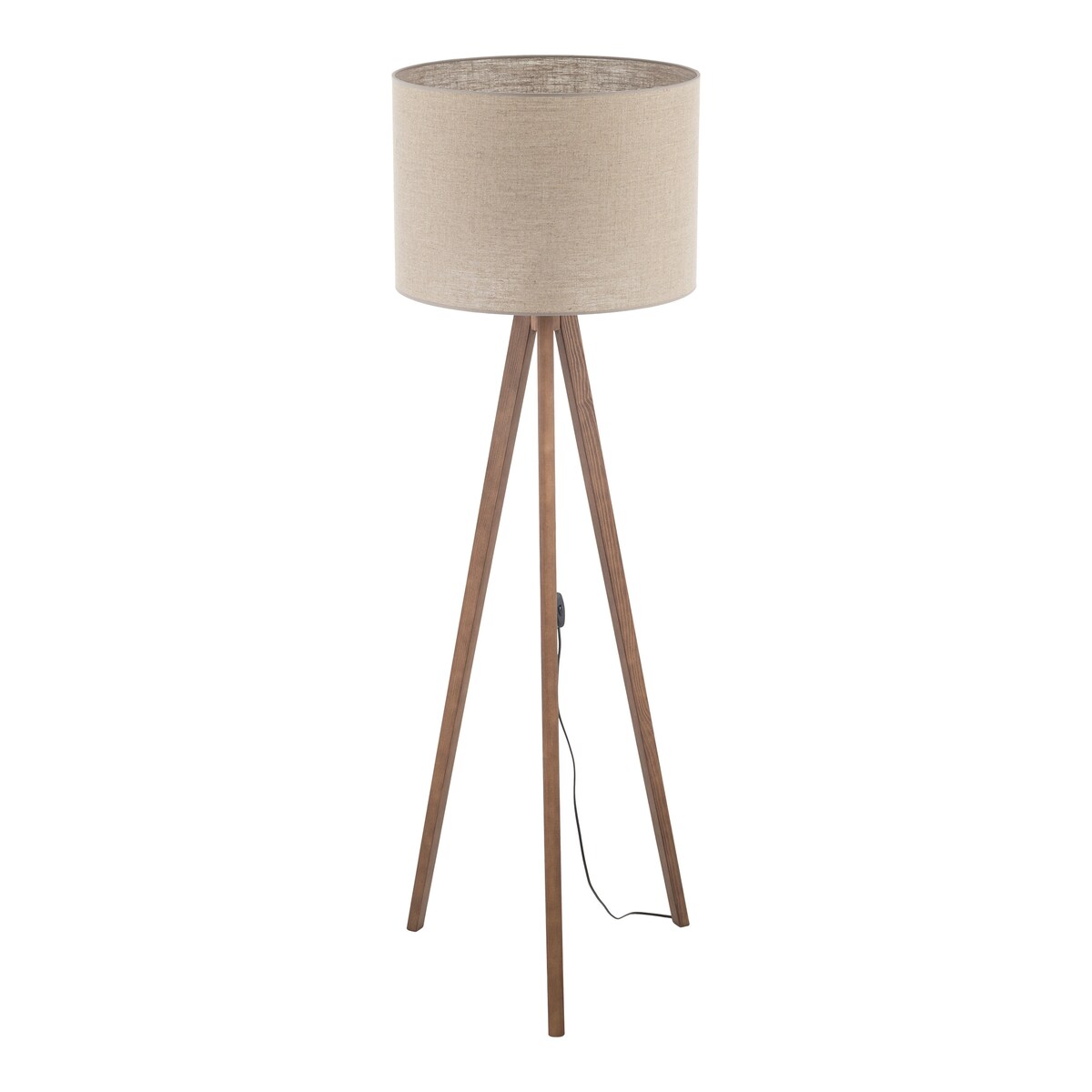 Lampa podłogowa GRAND ORZECH TK Lighting 145 cm drewniana z beżowym abażurem E27 do salonu
