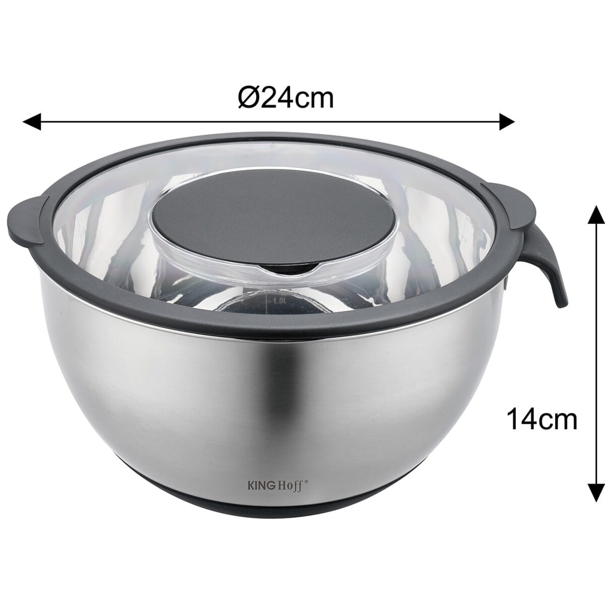 Miska kuchenna wielofunkcyjna z funkcją tarki do warzyw 24cm 5L 5 ele KINGHOFF szara