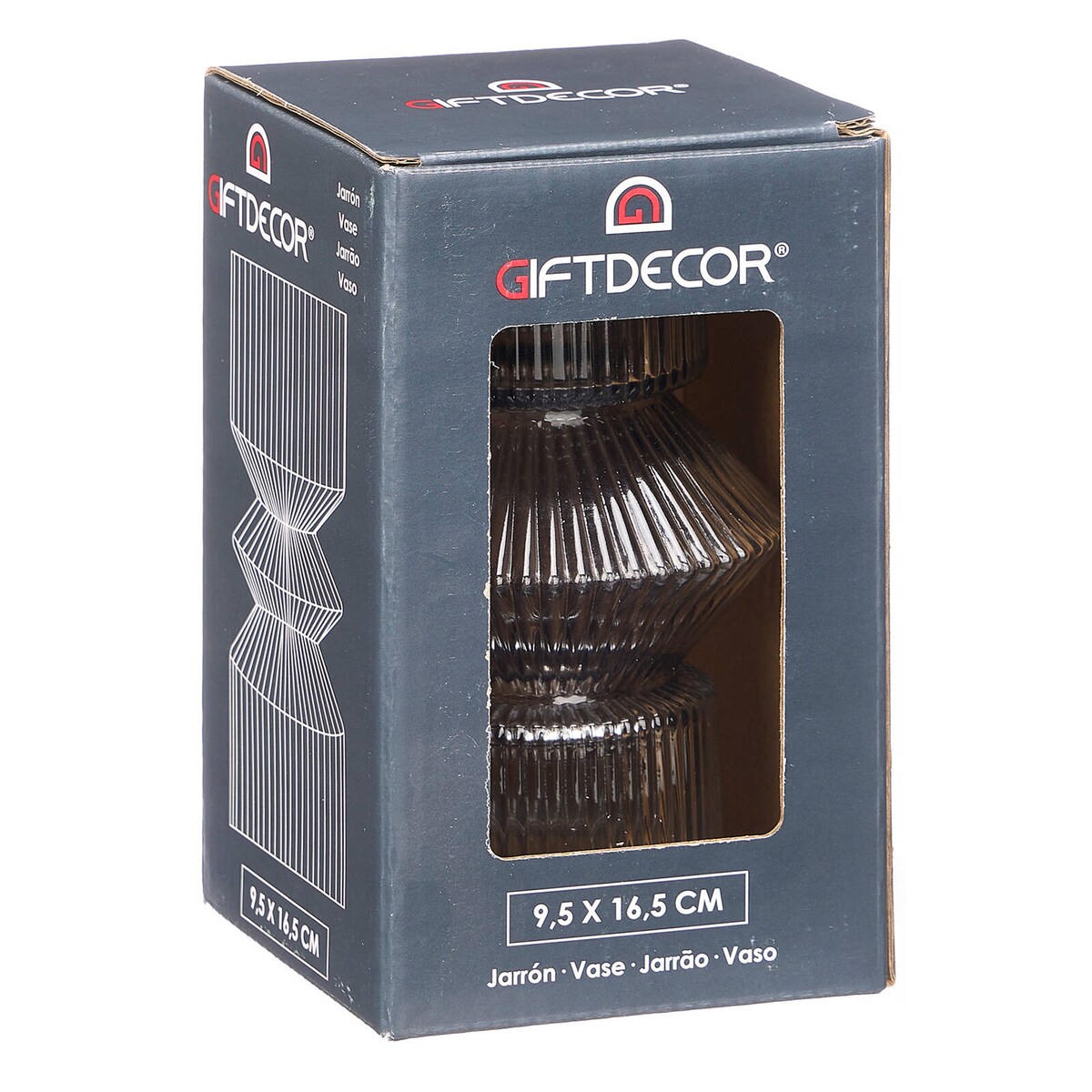 Szklany wazon ryflowane szkło, 9,5 x 16,5 cm