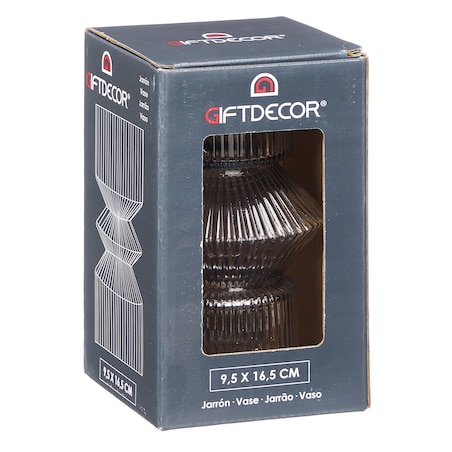 Szklany wazon ryflowane szkło, 9,5 x 16,5 cm