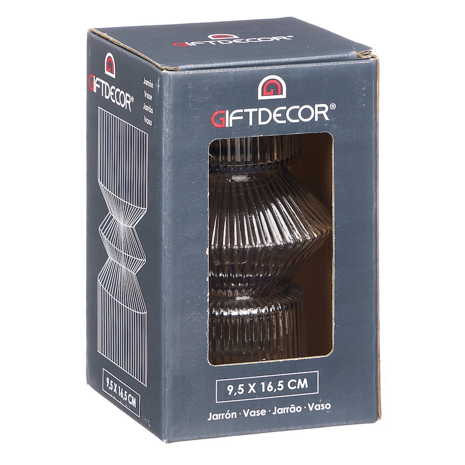 Szklany wazon ryflowane szkło, 9,5 x 16,5 cm