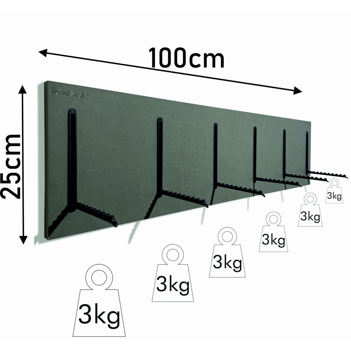 Wieszak na Ubrania szary 25x100cm na kurtki