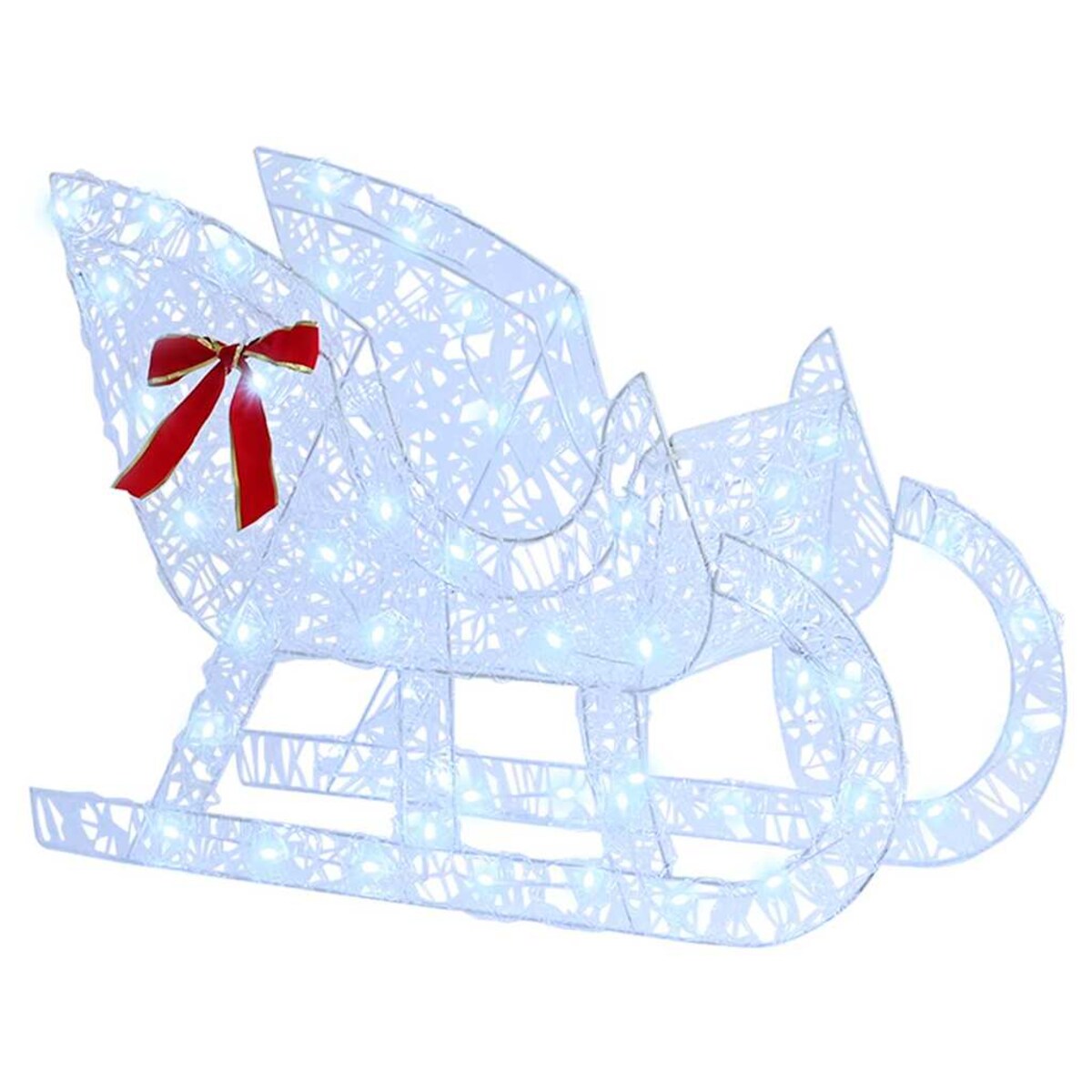 vidaXL Renifer ciągnący sanie Zimna biel 70 x 26 x 128,5 cm Akryl