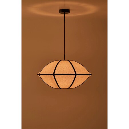 Lampa sufitowa lniana Patraix kremowo-czarna Ø50 cm