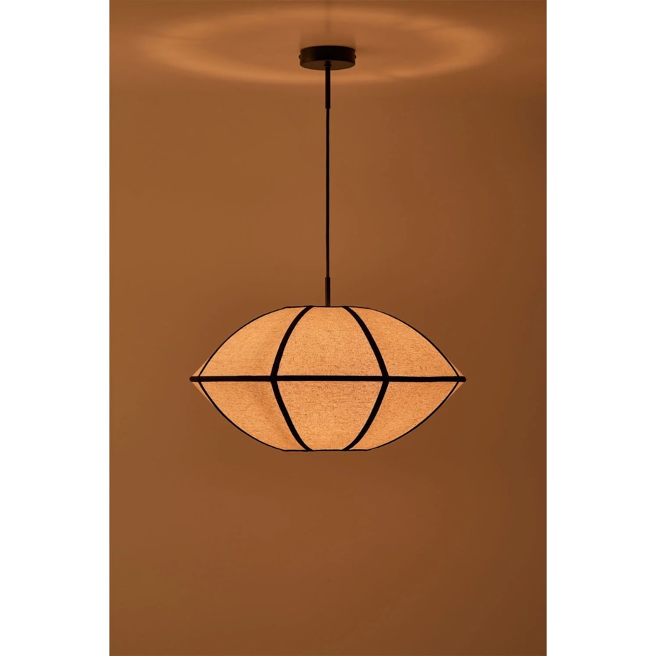 Lampa sufitowa lniana Patraix kremowo-czarna Ø50 cm