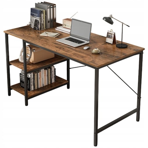 Biurko komputerowe metalowe gamingowe loftowe industrialne 2 półki 120 cm