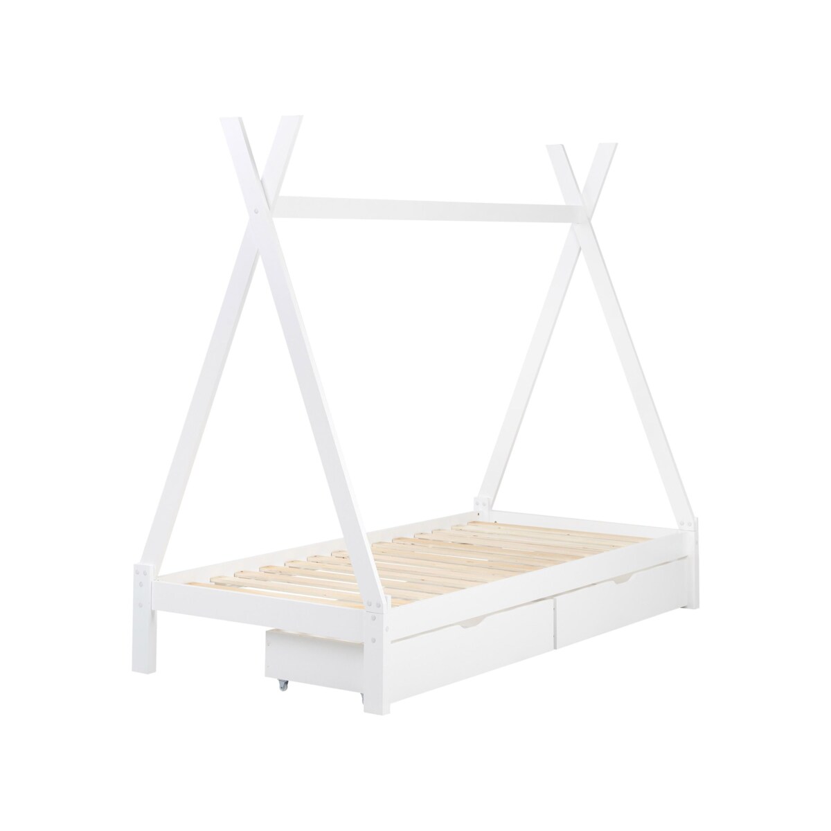 Łóżko z szufladami Drewno sosnowe DEVAY 90 x 200 cm Biały