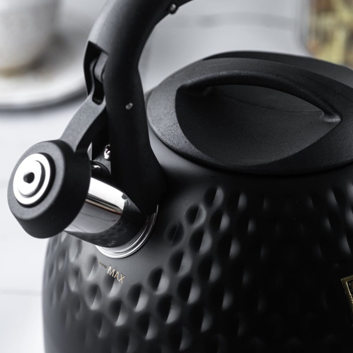 Czajnik stalowy z gwizdkiem 3.0L z grubym dnem czarny KLAUSBERG