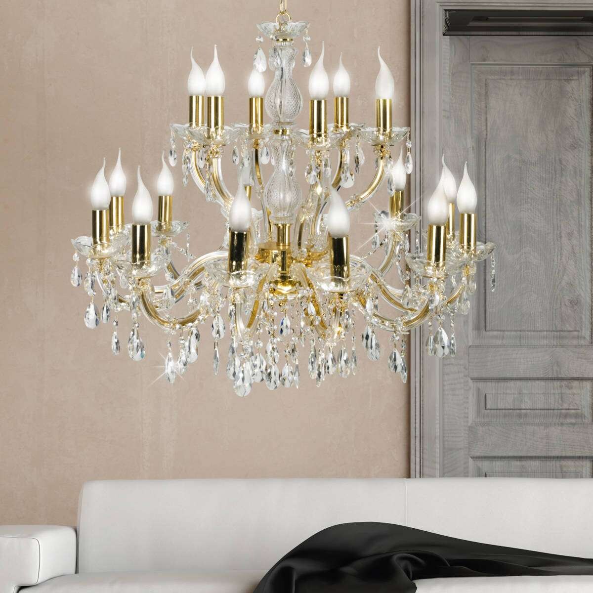 Żyrandol LAMPA wisząca maria teresa 30-94615 Candellux metalowa OPRAWA świecznikowa pałacowy kandelabr ZWIS kryształki złote