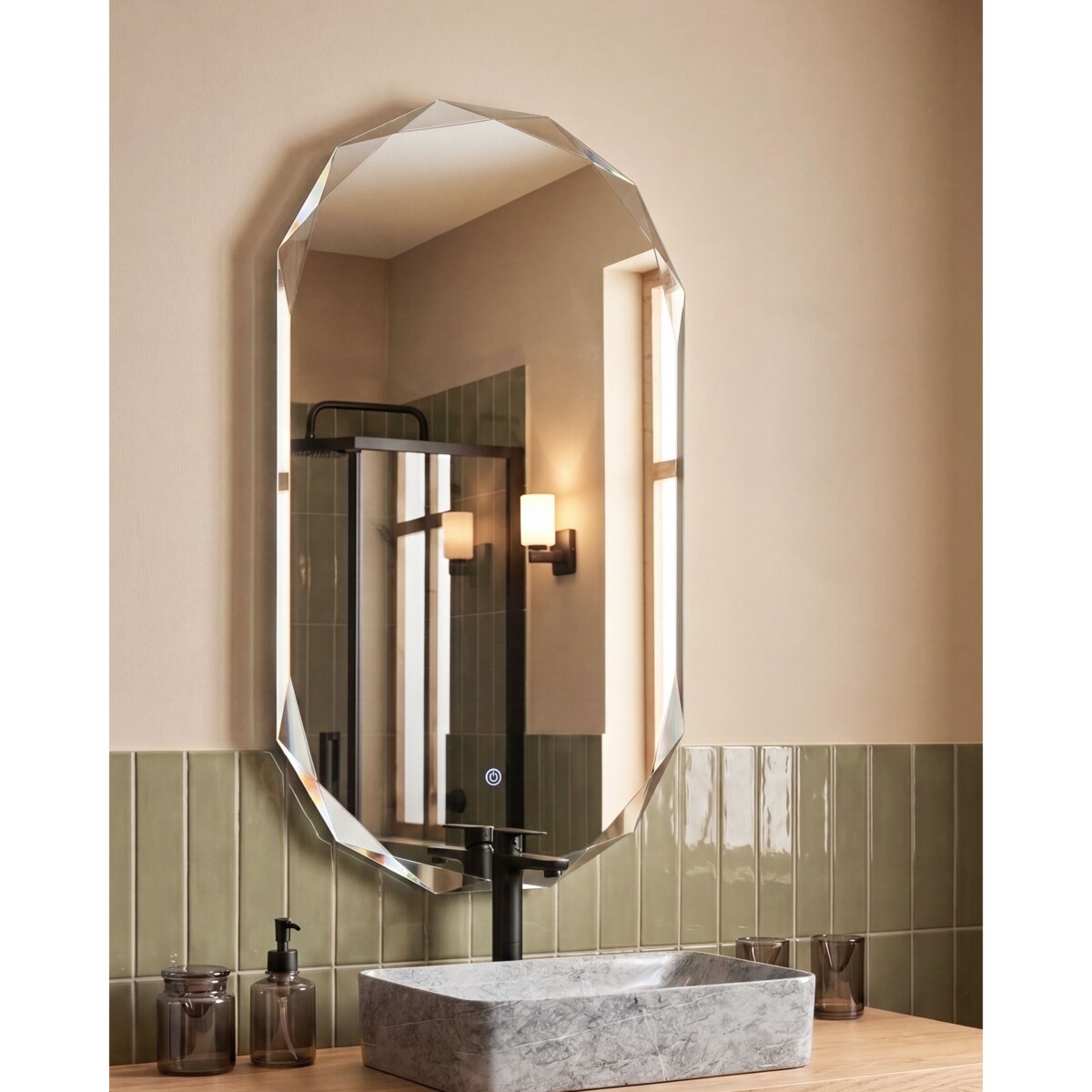 Lustro łazienkowe LED ANIZY 62 cm 110 cm Srebrny