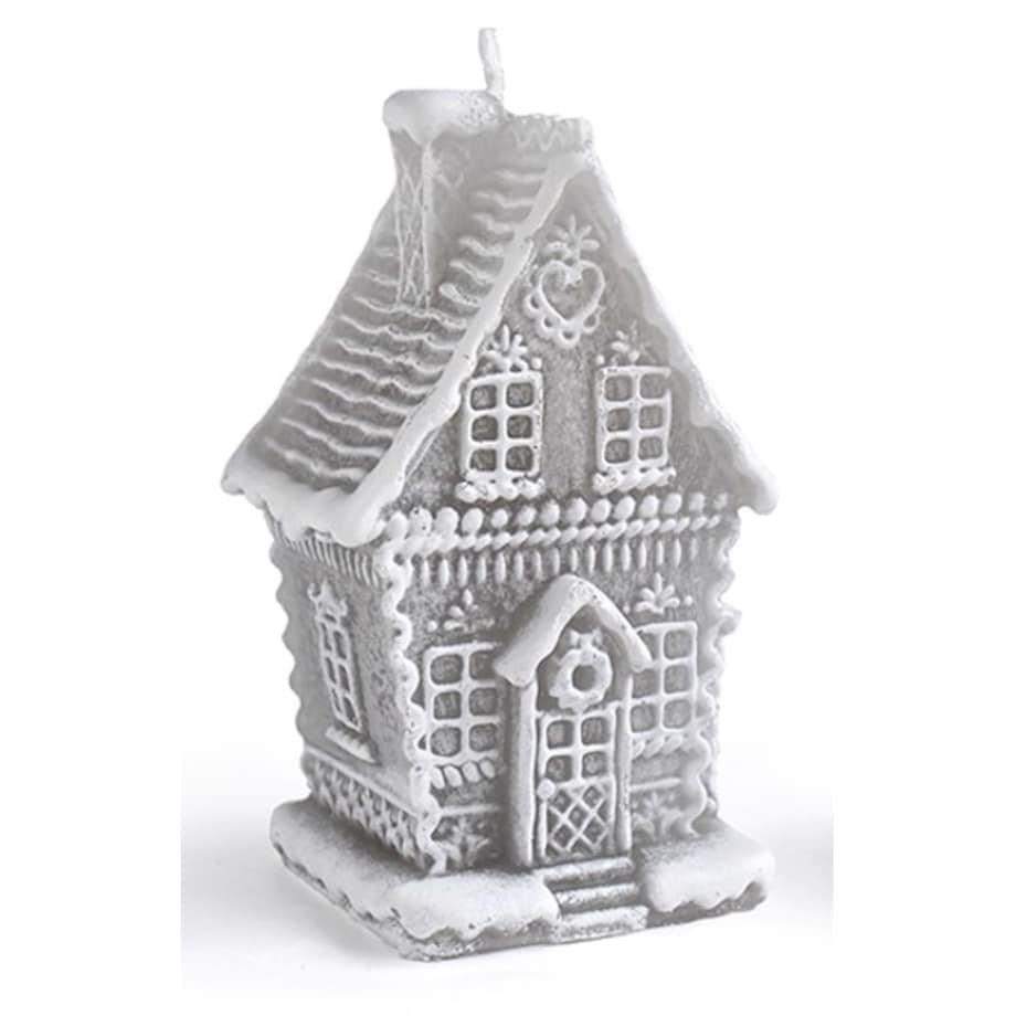 Świeca CHATKA PIERNIKOWA duża 11x19cm parafinowa szara