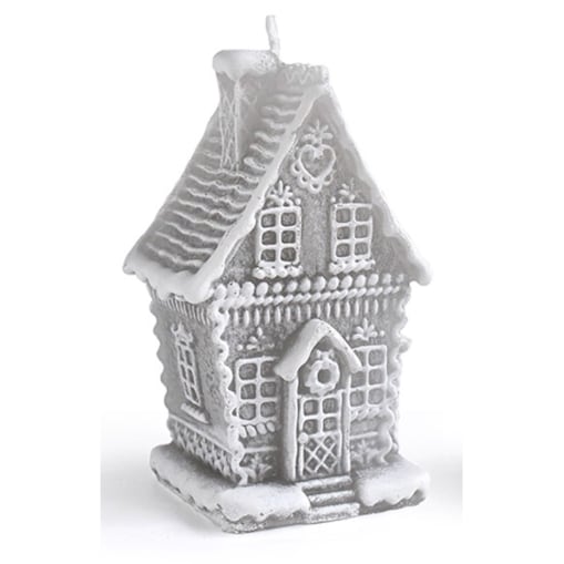 Świeca CHATKA PIERNIKOWA duża 11x19cm parafinowa szara