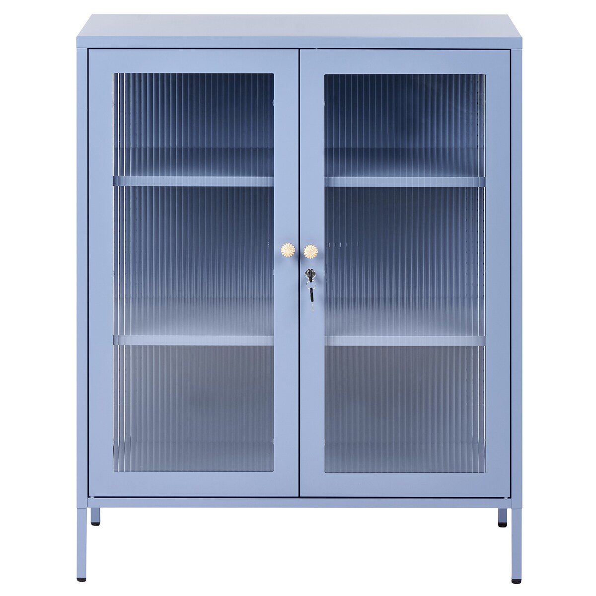 Witryna ze szklaną gablotą HARLYN 90 cm Metal Niebieski