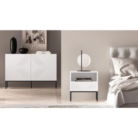 Szafka nocna KLARA biały mat z podstawą