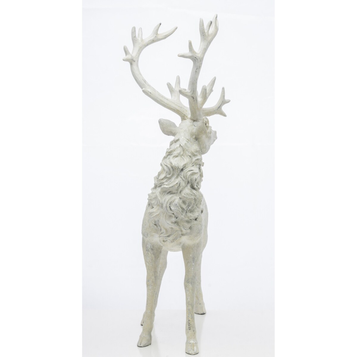 Dekoracja - figurka stojącego białego jelenia 53x30x16 cm KARGU-2 srebrny