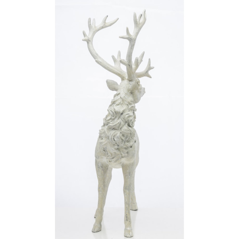 Dekoracja - figurka stojącego białego jelenia 53x30x16 cm KARGU-2 srebrny
