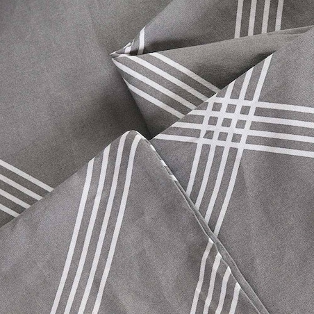 Pościel bawełniana 140x200 Geline szara w minimalistyczne geometryczne białe linie, Cottonlove