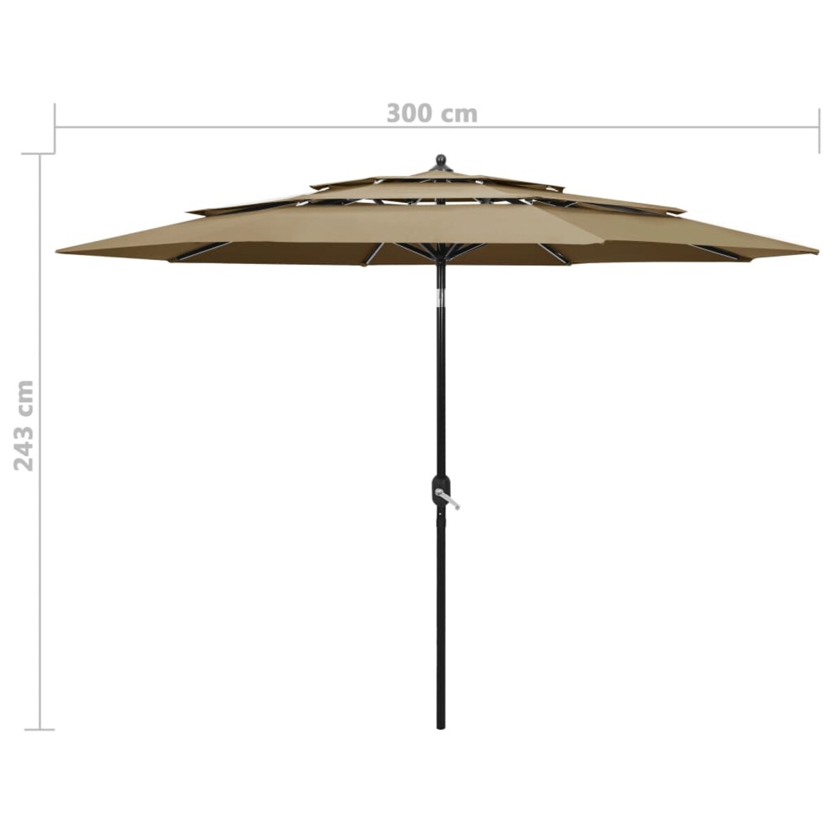vidaXL 3-poziomowy parasol na aluminiowym słupku, kolor taupe, 3 m
