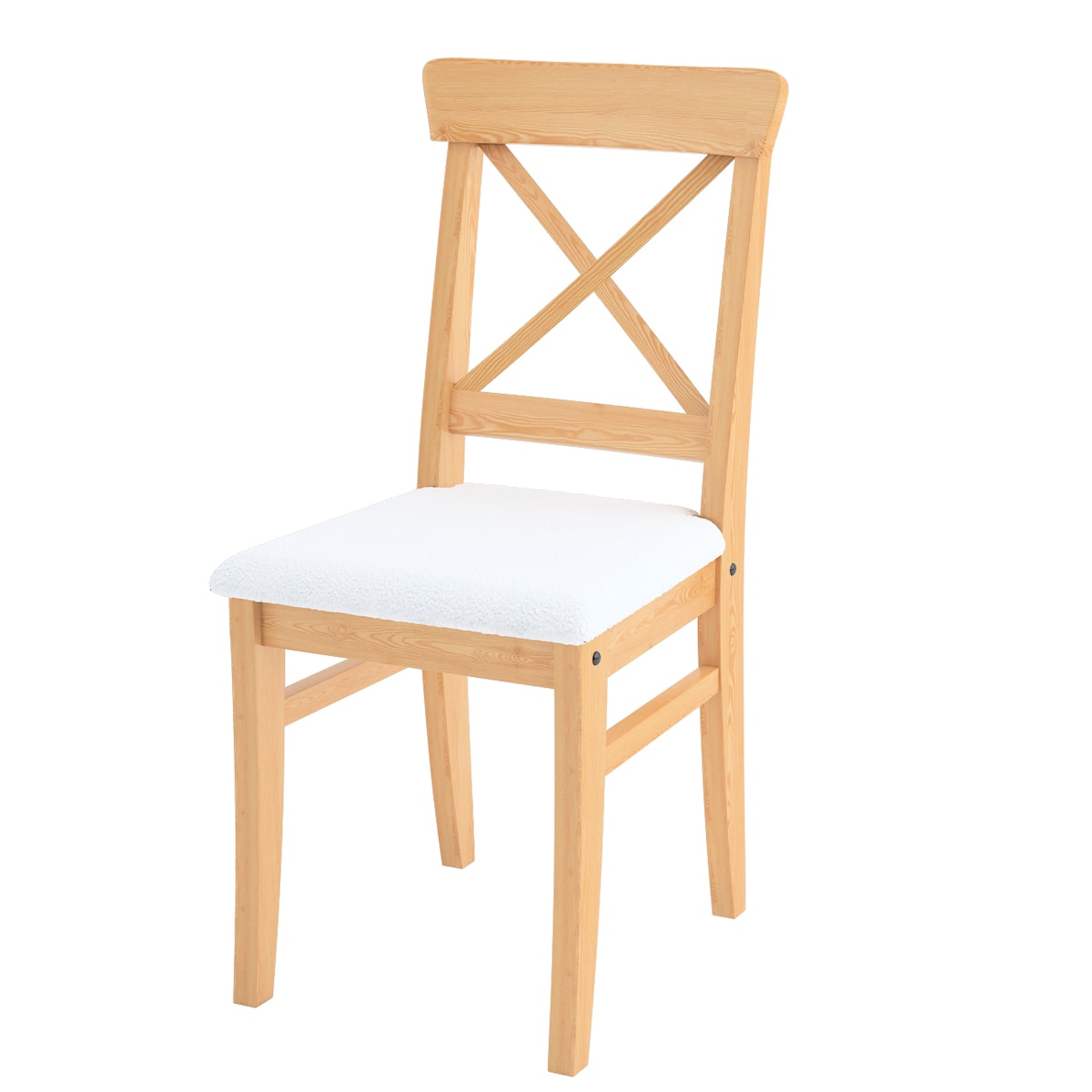 Pokrowiec na krzesło Ingolf z tapicerowanym siedziskiem, biała bukla, Inglof, Boucle Teddy