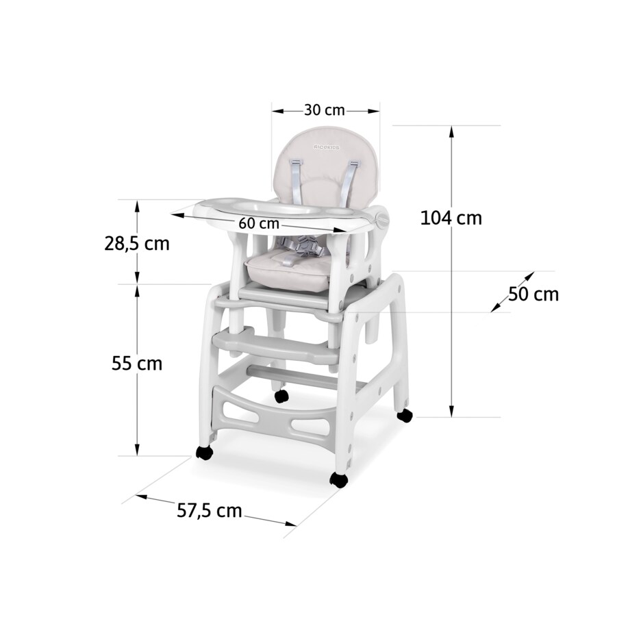 Krzesełko do karmienia sinco dla dzieci składane taca Ricokids + śliniak