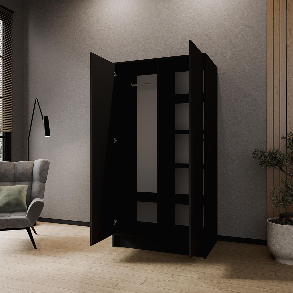 Szafa gładka 100 ALA bez lustra i bez uchwytów, czarna