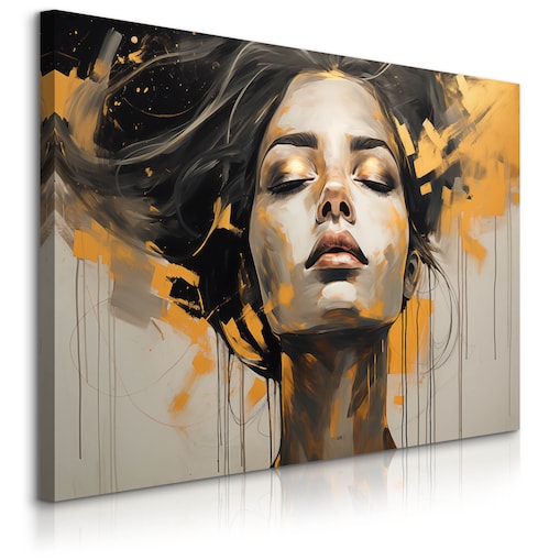 Obraz Ścienny Do Salonu Abstrakcja Kobiecy Portret Styl Glamour 70x50cm