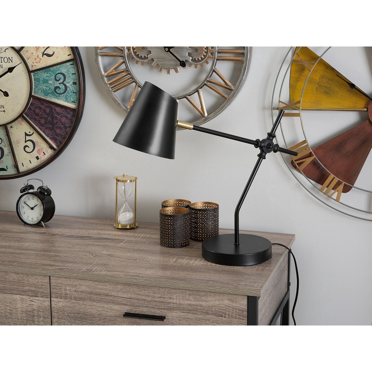 Lampa biurkowa regulowana metalowa czarna HORTON