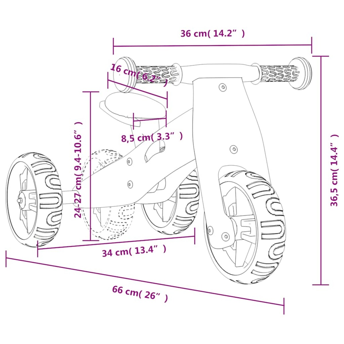 vidaXL Rowerek biegowy dla dzieci, 2-w-1, zielony