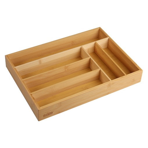 Organizer na sztućce KESPER, 6 komorowy, 35,5 x 25,5 x 5 cm, bambusowy