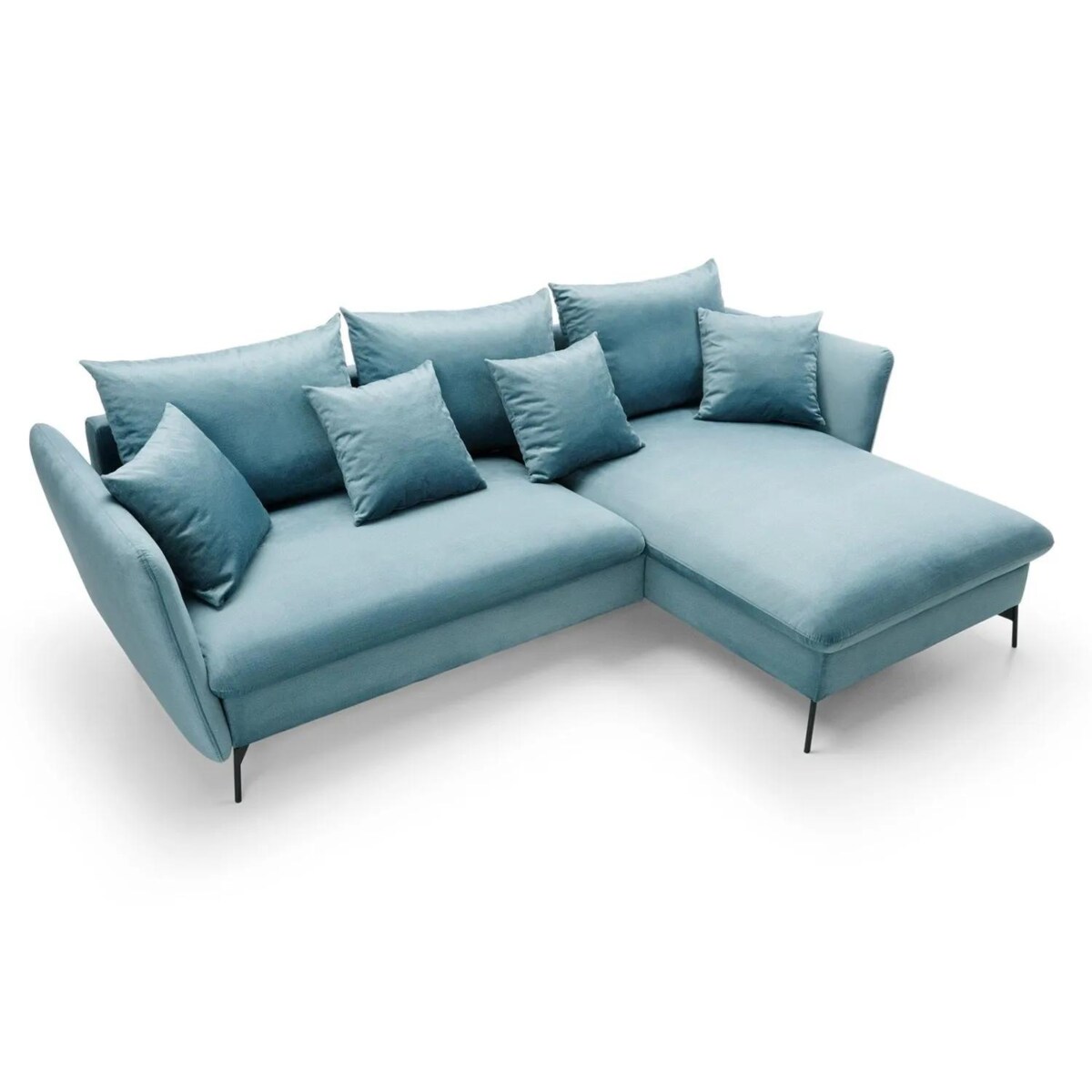 Narożnik z funkcją spania LINDA VELVET niebieski prawy/lewy