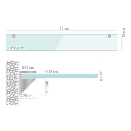 Szklana półka do kuchni - przezroczysta - 90x13 cm