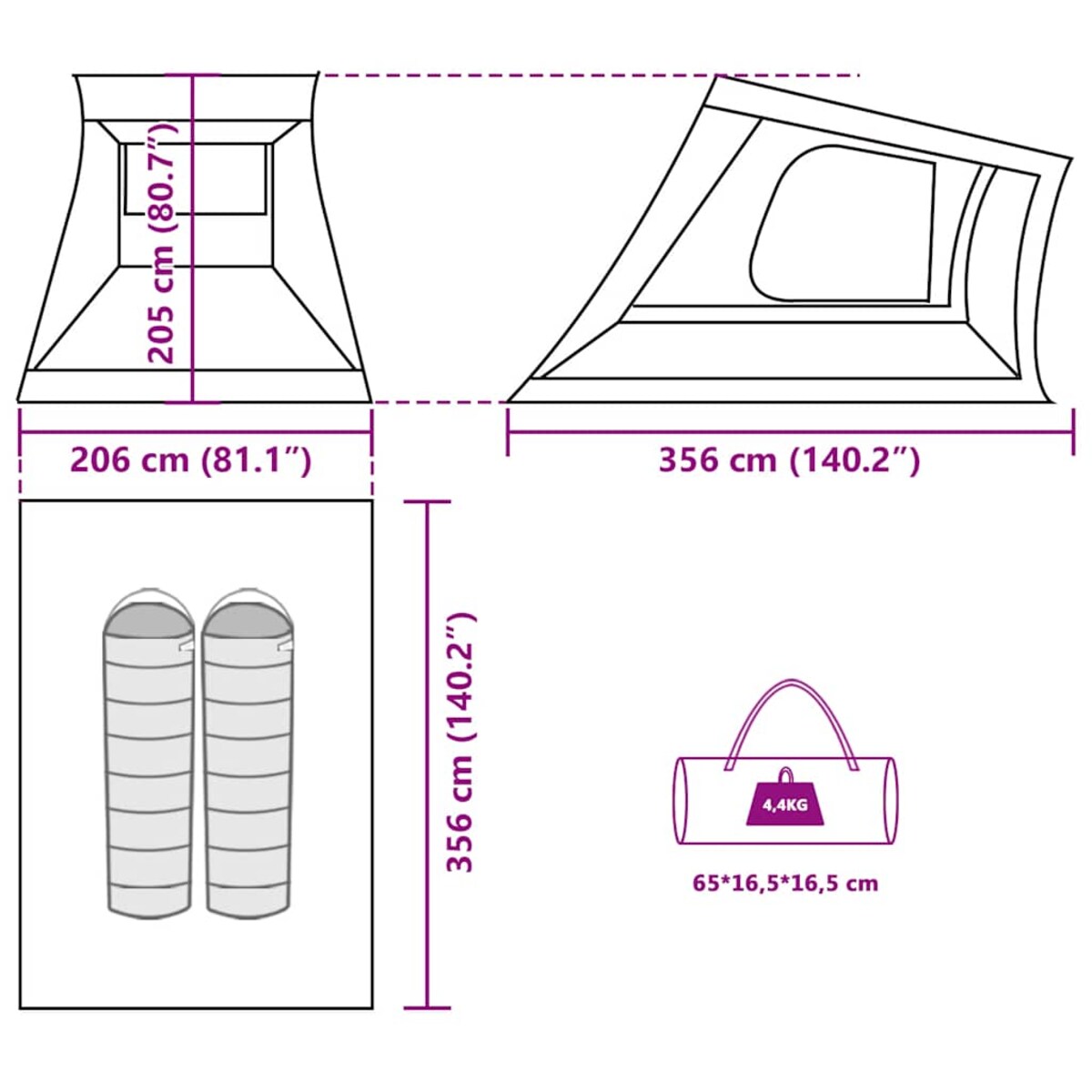vidaXL Namiot samochodowy 2-osobowy kamuflaż wodoodporny