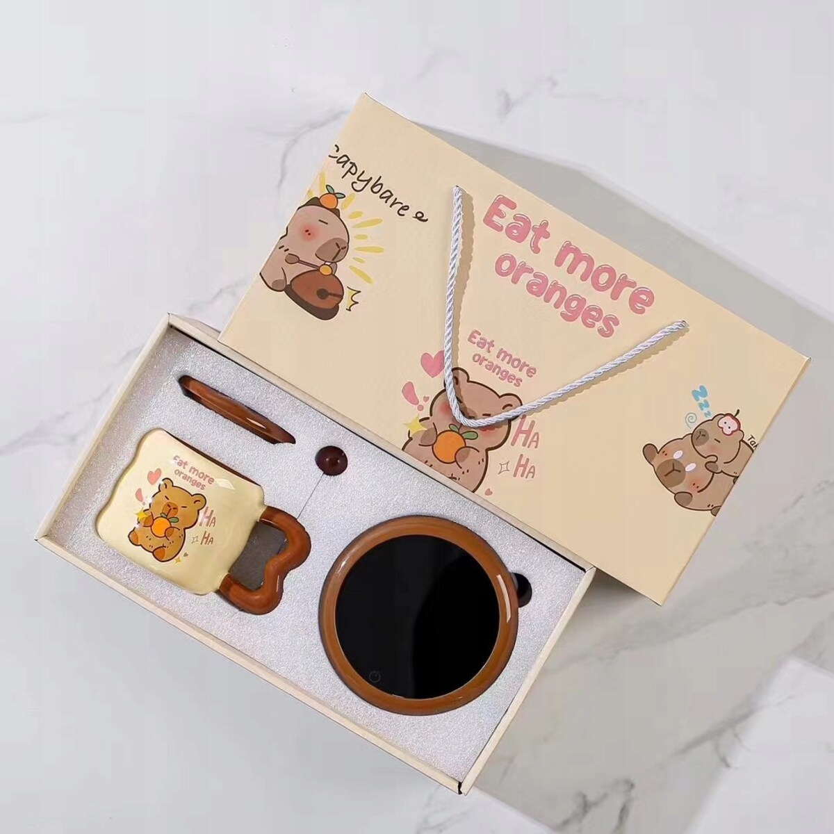 KUBEK DO KAWY HERBATY Podgrzewacz USB Łyżka Kabel Prezent KUBEK ŚWIĄTECZNY