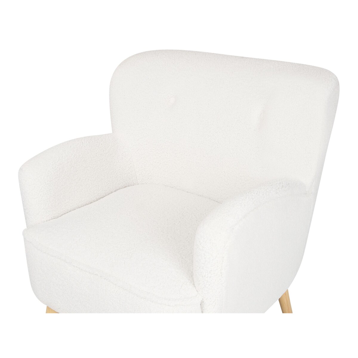 Fotel z podnóżkiem boucle biały TUMBA